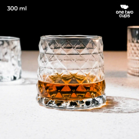 Promo One Two Cups Gelas Whisky Cocktail Crystal Diamond Rock Glass 300ml - YJ-30 Murah