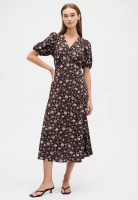 GAP Short Sleeve Puff Sleeve V-Neck Maxi Dress