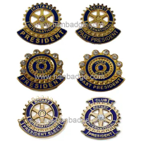 Customized Rotary International Club Lapel Pins Custom Inner Wheel Hard Enamel Badges Brass Material 24K Gold Metal Brooch