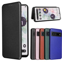 For Google Pixel 7 7A Case Luxury Flip Carbon Fiber Skin Magnetic Adsorption Case For Google Pixel 7 Pro 7 A Pixel7 Phone Bags