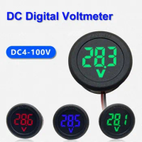 DC 4-100V DC Digital Voltmeter Head Programmable LED Digital Display Round Voltmeter Head Small Volt Gauge Meter Volt Test Tool