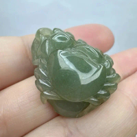 Crab Oil Green Exquisite Hand-carved 3D Jadeite Real Jade Pendant SJ2203034965