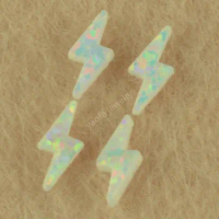 Lightning shaped 2.5*5mm tiny OP17 white opal created loose opal for jewelry making