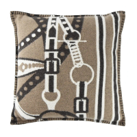 【Hermes 愛馬仕】Tralala 緹花織羊毛與喀什米爾混紡抱枕(50cm/大象灰)