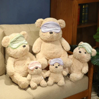 23-45cm Lovely Cheese Teddy Bear Wear Eye Mask Plush Toys Cute Stuffed Animal Fluffly Bears Soft Throw Pillow Dolls Kids Gifts