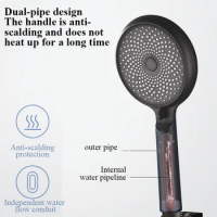 Shower Head 3 Mode Rainfall ABS Round High Pressure Turbo Spray Nozzle Adjustable Black Eco Shower Bathroom Accessories FR102
