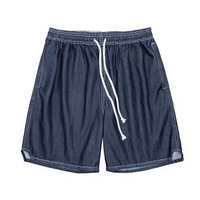 馬登工裝美式休閒冰皮牛仔短褲丹寧冰絲涼感寬鬆直筒五分褲男夏季