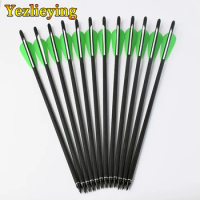 6/12/24pcs/lot Hunting Crossbow Archery Carbon Arrow For Crossbow Bolts Archery With4" vanes Feather and Replaced Arrowhead/Tips