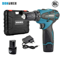 DONUMEH 12V Cordless Drill Electric Screwdriver Brushless Rechargeable li-ion Battery Two-Speed Torque 18+1 Driver Power Tools