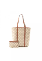 CELINE Pre-Loved Celine museum bag Triomphe Shoulder bag tote bag canvas leather beige Brown