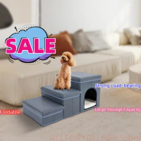 3-step Foldable Pet Stairs Ramp Strong Load-bearing And Large Storage Capacity Ladder For Puppy Kitten