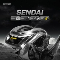 REEL KENZI SENDAI BC - 80L Drag Kuat 7075 Duralium Gear 12+1 Ball Bearing Carbon Body Baitcasting Re