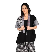 Blazer Outer Batik Wanita - Bhatara Batik Hazel Blazer - Atasan Batik Modern Lengan Pendek XXL Kawun