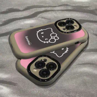 Sanrio Kawaii Hello Kitty Anime Gradation Mobile Phone Case Cute Sweet Cartoon Anti-Fall Iphone Accessory Lovely Gifts for Girls