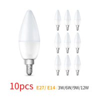 10pcs E27 E14 Led Bulb 220V Candle Bulb Energy Saving Lamp 3W 6W 9W 12W Led Chandelier Light Spotlight Led for Home Decoration