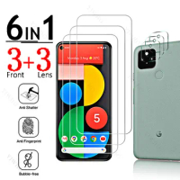 6in1 Full Cover Glass for Google Pixel 5 Tempered Screen Protectors for Google Pixel5 GD1YQ 6.0" Protective Steel Camera Lens HD