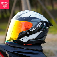VCOROS摩托車頭盔男夏季機車女四分之三頭盔雙鏡片機車電動車半盔