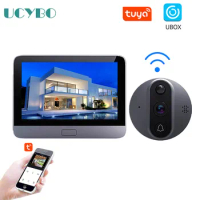 Wifi Digital Peephole Door Viewer Camera Wireless Video Doorbell outdoor Smart Home Tuya Ubox 4.3 inch LCD Monitor PIR battery