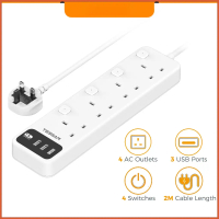 HOT SALE Extension Plug Power Socket with 3 USB Slots Multi-Plug Extension Cord with Switch 2500W Su