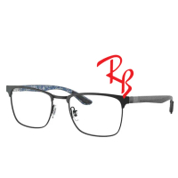 【RayBan 雷朋】碳纖維光學眼鏡 舒適彈簧鏡臂 RB8421 2904 54mm 霧黑框碳纖維 公司貨