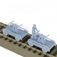 Outland Models Railroad Trolley Handcar Set 1:87 HO Scale Railroad Scenery