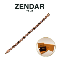 【ZENDAR】4顆純鍺 健康鈦鍺白鋼玫瑰金黑鋯石手鍊精品 附送禮提袋(L號 67627)
