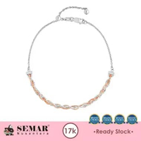 Gelang Emas Serut Frieda Silk Gold 17K Semar Nusantara, Warna Rose White