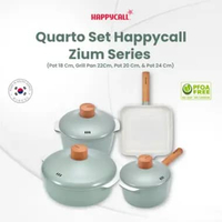 Quarto Set Happycall Zium Series (Pot 18 Cm, Grill Pan 22Cm, Pot 20 Cm, & Pot 24 Cm)