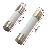 [LOD TTDXS 540] 10 keping 5×20 mm 6×30 mm, pengaman seramik 250 V, 5×20 mm, 6×30 mm, 0.5 A, 1 A, 2 A