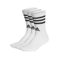 adidas 襪子 3-Stripes Cushioned Crew 男女款 白 黑 中筒襪 三線 三雙入 愛迪達 HT3458