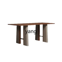 Yjq Natural Marble Dining-Table Light Luxury High-End New Rectangular Solid Wood Dining Table Home