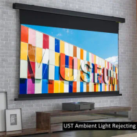 2024 NEW 16:9 HDTV Ambient Light Rejecting ALR Motorized Electric Drop Down Projection Screen For Ultra Short Throw Projector