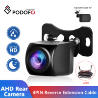 Podofo AHD Car Rear View Camera and 4PIN BMW Reverse Extension Cable Vehicle Reverse Backup For IPS Android Monitor Radio Player
