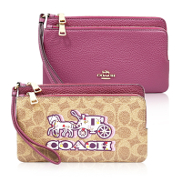 COACH 經典LOGO大小雙層拉鍊萬用大款手拿包 (多款可選)