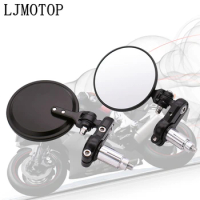 Universal Motorcycle Mirrors 3 Inch Round Folding Bar End Side Mirror for Ducati S4/S4R For Honda CB190R VT1100 GROM MSX125