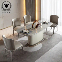 Luxury marble long dining table restaurant simple modern dining table combination high-end furniture