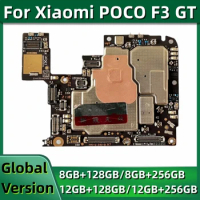Original Motherboard for Xiaomi POCO F3 GT, Main Circuits Board for Redmi K40 Gaming, 128GB, 256GB, Global MIUI System