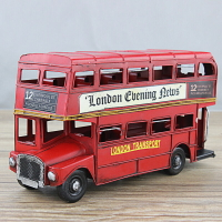 復古手工藝品鐵皮汽車模型雙層巴士創意家居飾品擺件送男友禮物