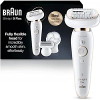 Braun 9-030 Epilator w/ Flexible Head，Facial Hair Removal for Women and Men，Hair Removal Device，Cordless，Rechargeable，Wet &amp; Dry
