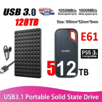 E61 Portable SSD 512TB 128TB HDD Hard Drive USB3.1 External Type-C SSD High Speed Hard Disk Read Speed 1050MB/S For Laptop PS5/4