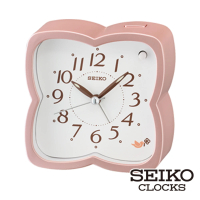 【SEIKO 精工】森林系列靜音鬧鐘-白x粉(SEIKO、鬧鐘、日本原廠機芯、靜音指針、夜光、可選式鬧鈴 SK048)