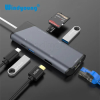 USB C Hub Type C 3.1 to 4K HDMI Adapter with Gigabit RJ45 SD/TF Card Reader PD Fast Charge for Macbook Air Pro iPad Pro M2 M1