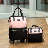 Short distance travel bag, large capacity luggage bag, boarding trolley case, women's bag, business trip man's luggage bag 2pcs