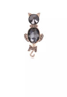SOEOES Simple Lovely Plated Gold Cat Brooch with Grey Cubic Zirconia