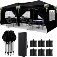10x20 Pop Up Canopy Outdoor Tent Party Tent with 6 Sidewalls Wedding Party Tent Outdoor Canopy Waterproof UV50 CanopyTent