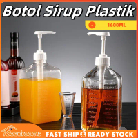 Botol Sirup Plastik 1600 ML Pompa Sirup Tempat Sirup Sugar 10CC Botol Pump Botol Sauce Pompa Sugar