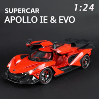 1:24 Apollo IE &amp; PROJEC EVO Alloy Sports Car Model Diecast Metal Racing Super Car Model Simulation Sound Light Kids Toy Gift
