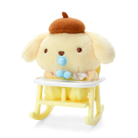 【SANRIO 三麗鷗】寶寶系列 造型玩偶附鍊&amp;嬰兒搖椅 布丁狗