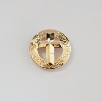 (KB601) 10pc 1-1/8'' Western Christian Cross Button Saddlery Belt Button Gold