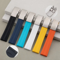 Soft Fluoro Rubber FKM Watchband For Breitling Hamilton Tudor Longines Tissot Omega Huawei Mido Qucik Release 19/20/21/22mm Belt